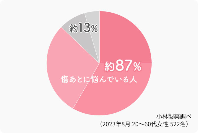 グラフ：傷跡(きずあと)に悩んでいる人 81%
