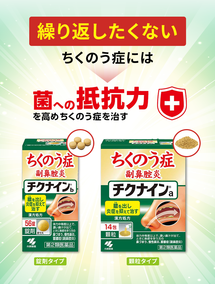 “菌への抵抗力を高めちくのう症を治す　チクナイン