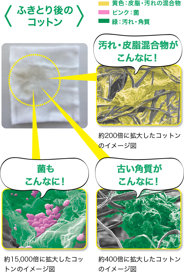 ふきとり後のコットン