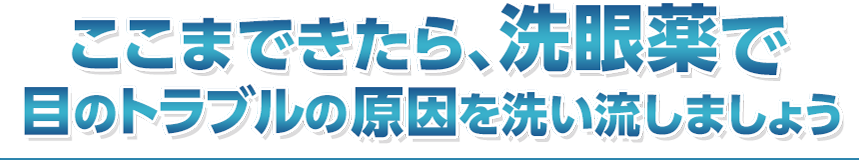 ここまできたら、洗眼薬で目のトラブルの原因を洗い流しましょう