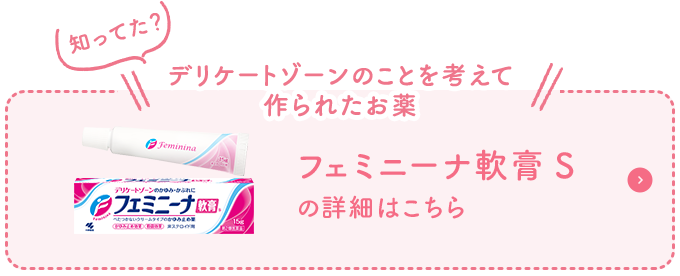 知ってた？デリケートゾーンのことを考えて作られたお薬 フェミニーナ軟膏Sの詳細はこちら