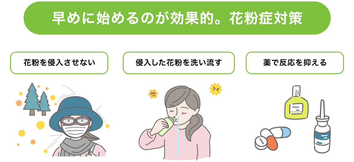 早めに始めるのが効果的。花粉症対策