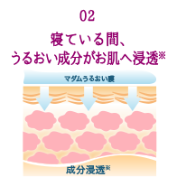 02:寝ている間、うるおい成分がお肌へ浸透※