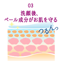 03:洗顔後、ベール成分がお肌を守る