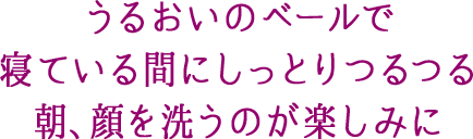 うるおいのベールで寝ている間にしっとりつるつる 朝、顔を洗うのが楽しみに