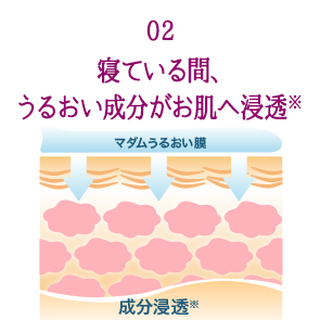 02:寝ている間、うるおい成分がお肌へ浸透※