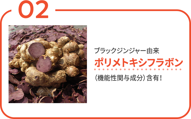 ブラックジンジャー由来 ポリメトキシフラボン（機能性関与成分）含有！