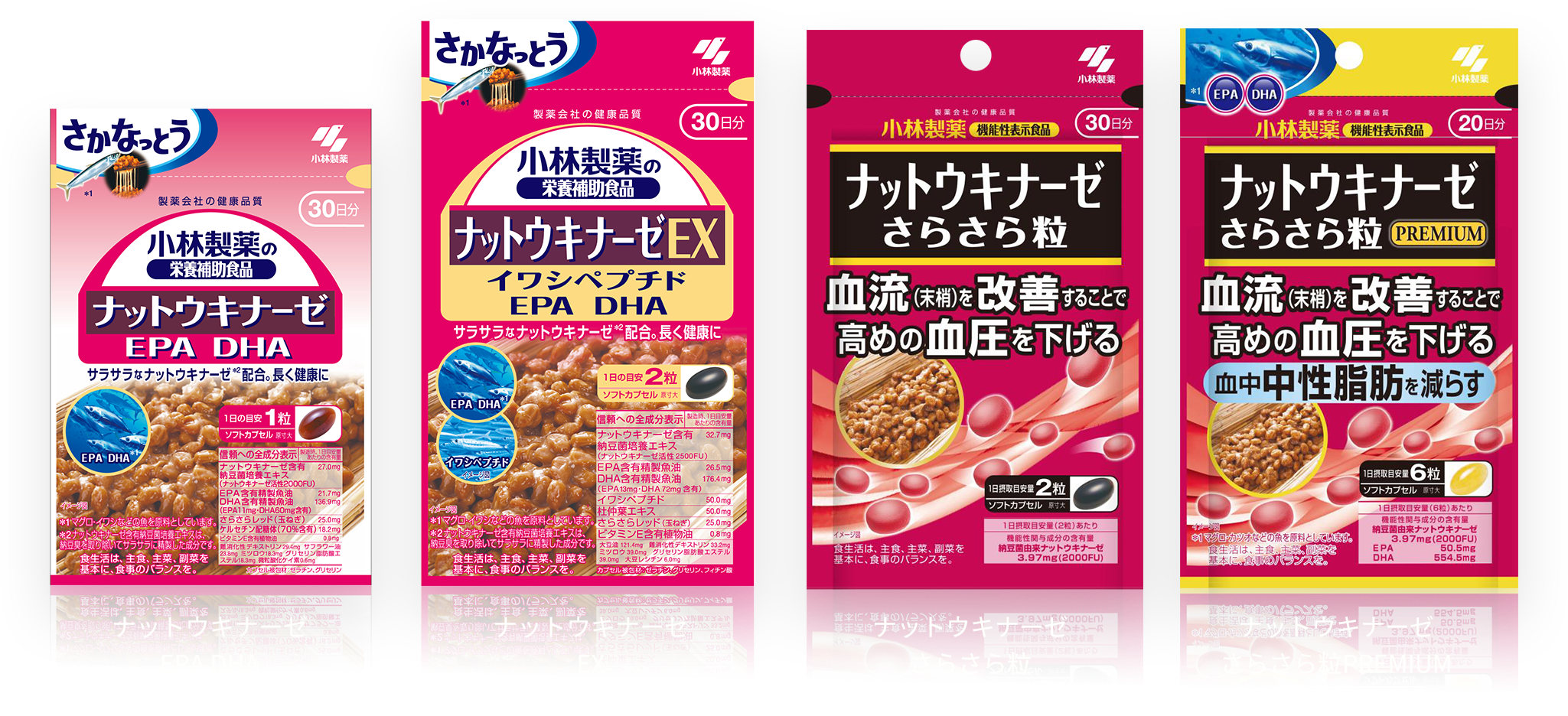 ナットウキナーゼ製品ラインナップ