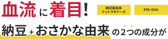 納豆菌由来ナットウキナーゼ EPA・DHA 血流に着目！納豆+おさかな由来の２つの成分が