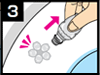 （3）容器をまっすぐ便器から引き離します。（花びらジェルが1つ作れます。）