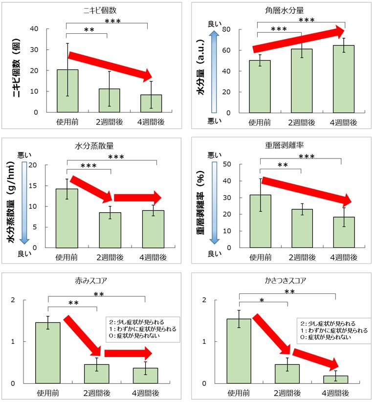 図4　ふきとり化粧水の連用試験結果