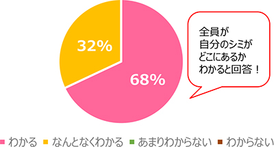 Q．自分のシミがどこにあるかわかりますか？