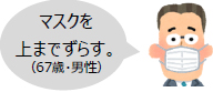 マスクを上までずらす。（67歳・男性）