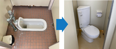 和式トイレから洋式トイレに改修工事
