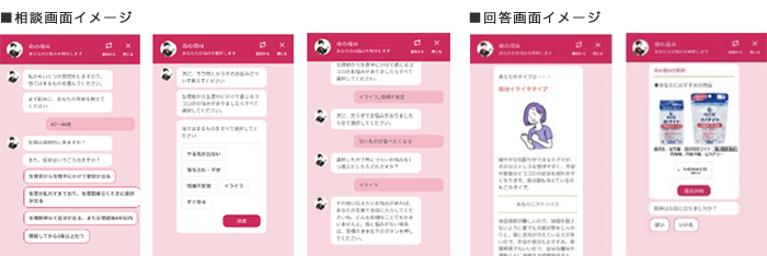 相談画面イメージと回答画面イメージ