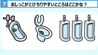 おしっこがとびちりやすいところはどこかな？