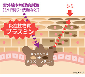 紫外線や物理的刺激 イラスト