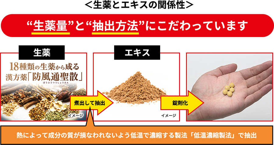 生薬量と抽出方法編集