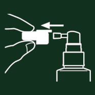 透明のストッパーを矢印の方向に引き抜いてから、スプレー部分を押してご使用ください。使い始めは、スプレー部分をしっかりと下まで10回程度押し、液が出る状態になってからご使用ください。