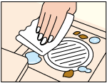 (1) Wipe off water, scale, dirt, etc. around the drain port.