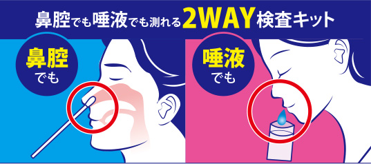 鼻腔でも唾液でも測れる2WAY検査キット