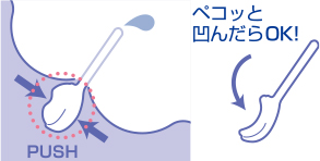 ボトルを押し、ジェルを注入