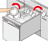 （1）食器洗い乾燥機に入っている食器を全部取り出します。