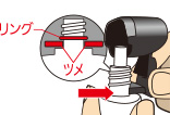 （4）本体のツメにボトルをセットする