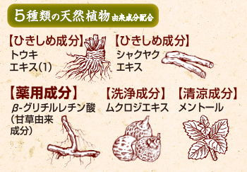 5種類の天然植物由来成分配合